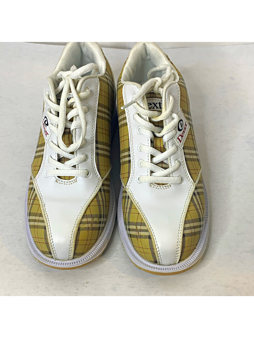 Dexter womens  Bowling Shoes Beige Plaid Lace-Up US 7.5 Medium D